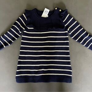 NWT $44.95 Baby GAP Striped Sweater Dress with Ruffle Detail 6-12 Months